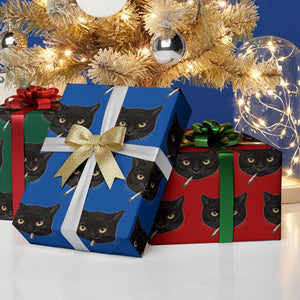 Smoking Cat Y2K Wrapping Paper Roll Vintage Black Cat Edgy Retro 90s Grunge TS10 Print Your Wear