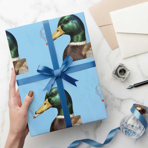 Smoking Mallard Meme Graphic Wrapping Paper Roll Chaotic Funny Wild Duck Attitude Viral Internet Humor TS02 Light Blue Print Your Wear