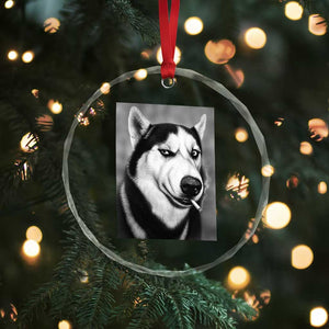 Smoking Siberian Husky Meme Crystal Glass Ornament Funny Dog Face Gift For Dog Lovers TS12 Print Your Wear