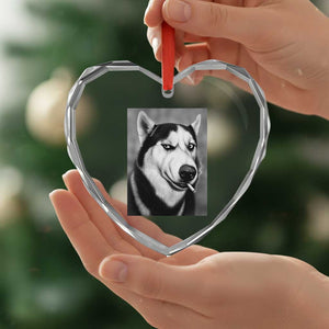 Smoking Siberian Husky Meme Heart Crystal Glass Ornament Funny Dog Face Gift For Dog Lovers TS12 Print Your Wear