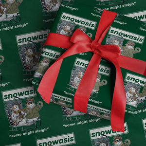 Snowasis Some Might Sleigh Wrapping Paper Roll Funny Christmas Snowmen Rock Band TS11 Green Print Your Wear