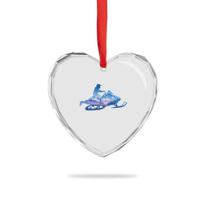Snowmobile Snow Mountain Forest Snowmobiling Winter Sport Heart Crystal Glass Ornament TS11 Print Your Wear