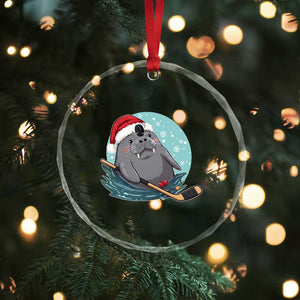 Snowy Seal Ice Hockey Lover Crystal Glass Ornament Funny Christmas Gift TS12 Print Your Wear