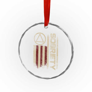 Sober AA NA Sobriety Anniversary Crystal Glass Ornament Alcoholism Addiction Recovery Vintage American Flag TS11 Print Your Wear