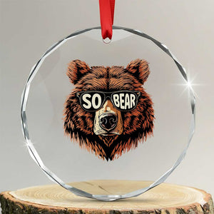 Sobriety Anniversary Sober Bear AA NA Recovery Crystal Glass Ornament TS11 Transparent Glass 3'' Circle Print Your Wear