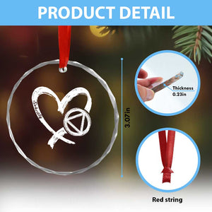 Sobriety Heart Sober Anniversary Alcoholic Abstinence Crystal Glass Ornament TS11 Print Your Wear