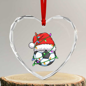 Soccer Christmas Heart Crystal Glass Ornament Santa Hat Sports Xmas Pajamas TS10 Transparent Glass 3'' Heart Print Your Wear