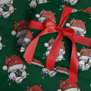 Soccer Christmas Wrapping Paper Roll Santa Hat Sports Xmas Pajamas TS10 Green Print Your Wear