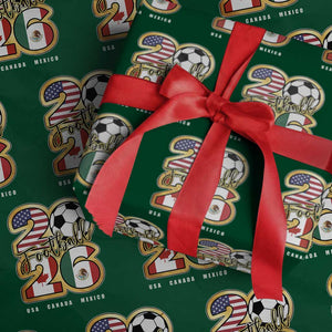 Soccer Football Lover Wrapping Paper Roll USA Canada Mexico Pride 2026 TS11 Green Print Your Wear