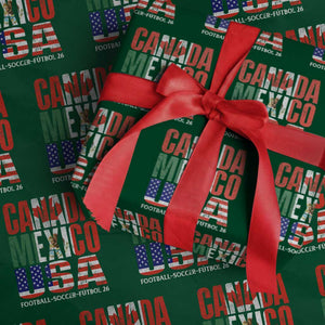 Soccer Lover Wrapping Paper Roll Canada Mexico USA Pride Football Futbol 2026 TS11 Green Print Your Wear