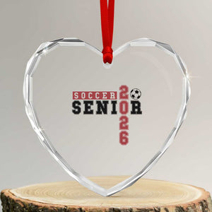 Soccer Senior Class of 2026 Typography Graphic Heart Crystal Glass Ornament High School Varsity Athlete Graduation Gift