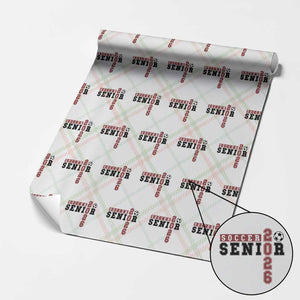 Soccer Senior Class of 2026 Typography Graphic Wrapping Paper Roll High School Varsity Athlete Graduation Gift