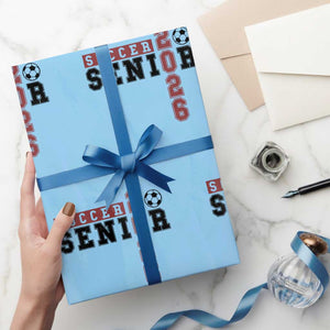 Soccer Senior Class of 2026 Typography Graphic Wrapping Paper Roll High School Varsity Athlete Graduation Gift