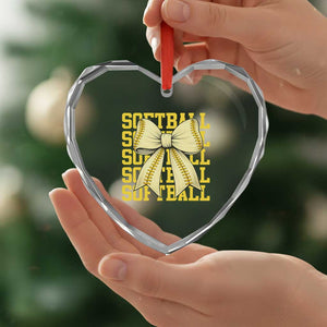 Softball Bow Heart Crystal Glass Ornament Sister Sport Lovers Girls Team TS10 Print Your Wear