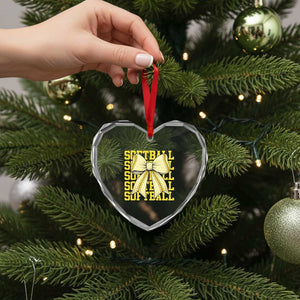 Softball Bow Heart Crystal Glass Ornament Sister Sport Lovers Girls Team TS10 Print Your Wear