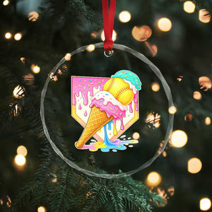 Softball Drip Crystal Glass Ornament Cute Softball Girls Ice Cream Drip Game Day TS10 Print Your Wear