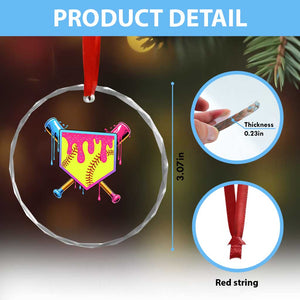 Softball Drip Crystal Glass Ornament Ice Cream Drip Youth Girls Softball Sport TS10 Print Your Wear