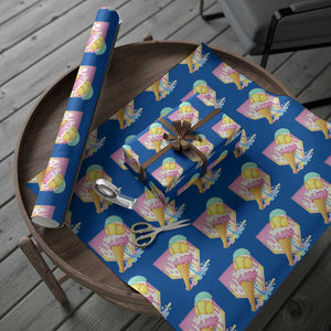 Softball Drip Wrapping Paper Roll Cute Softball Girls Ice Cream Drip Game Day TS10 Blue Print Your Wear