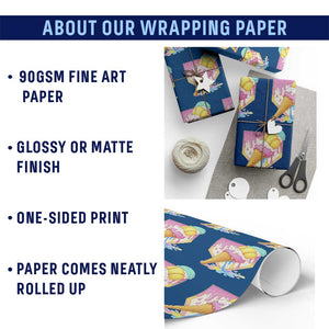 Softball Drip Wrapping Paper Roll Cute Softball Girls Ice Cream Drip Game Day TS10 Print Your Wear