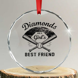 Softball Mom Gift Crystal Glass Ornament Diamonds Are A Girls Best Friend TS10 Transparent Glass 3'' Circle Print Your Wear