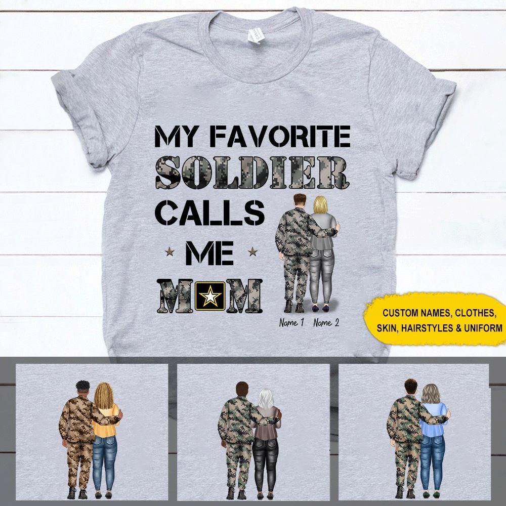 Personalized T Shirt My Favorite Soldier Calls Me Mom CTM Custom - Printyourwear