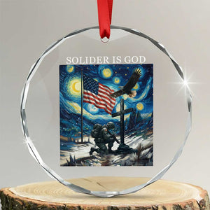 Solider Army Christian Crystal Glass Ornament Cross Starry Night Faith Patriotic Jesus TS14 Transparent Glass 3'' Circle Print Your Wear
