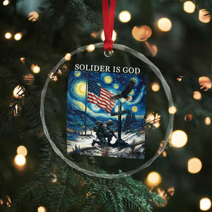 Solider Army Christian Crystal Glass Ornament Cross Starry Night Faith Patriotic Jesus TS14 Print Your Wear