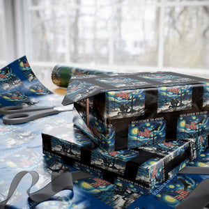 Solider Army Christian Wrapping Paper Roll Cross Starry Night Faith Patriotic Jesus TS14 Black Print Your Wear