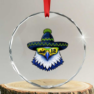 Sombrero Eagle With Neon Skyline Sunglasses Crystal Glass Ornament Emerald City Pride