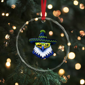 Sombrero Eagle With Neon Skyline Sunglasses Crystal Glass Ornament Emerald City Pride