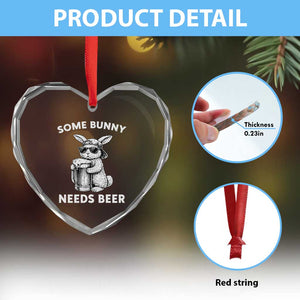 Some Bunny Needs Beer Funny Easter Drinking Humor Heart Crystal Glass Ornament Cool Rabbit with Sunglasses Graphic Gift TS02 Print Your Wear