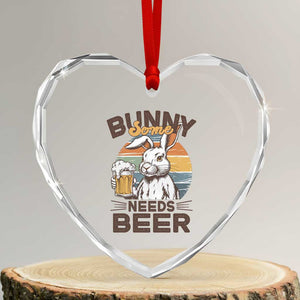 Some Bunny Needs Beer Funny Easter Drinking Humor Heart Crystal Glass Ornament Retro Rabbit Beer Lover Gift TS02 Transparent Glass 3'' Heart Print Your Wear