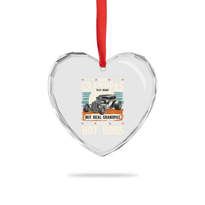 Some Grandpas Play Bingo Real Grandpas Drive Hotrods Heart Crystal Glass Ornament 1932 American Classic Hotrod