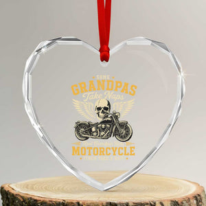 Some Grandpas Take Naps Real Grandpas Ride Motorcycle Then Take Nap Heart Crystal Glass Ornament Funny Grandpa Biker