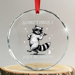 Sometimes I Just Be Fartin Crystal Glass Ornament Funny Raccoon Meme TS14 Transparent Glass 3'' Circle Print Your Wear