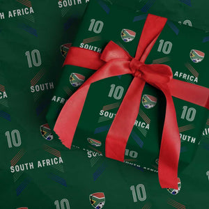 South Africa Soccer Sports Graphic Number 10 Jersey Style Wrapping Paper Roll Proud South African Football Fans Game Day Pride
