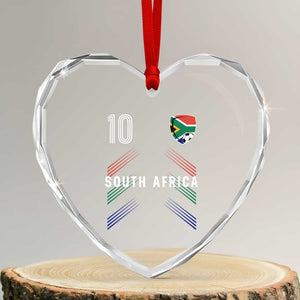 South Africa Soccer Sports Graphic Number 10 Jersey Style Heart Crystal Glass Ornament Proud South African Football Fans Game Day Pride