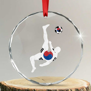 South Korea Soccer Crystal Glass Ornament Bicycle Kick Silhouette Korean Flag TS10 Transparent Glass 3'' Circle Print Your Wear