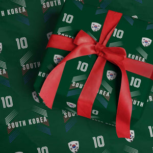 South Korea Soccer Sports Graphic Number 10 Jersey Style Wrapping Paper Roll Proud Korean Football Fans Game Day Pride TS02 Green Print Your Wear
