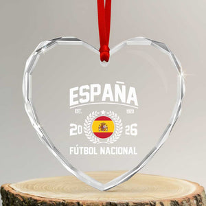 Spain 2026 Soccer Football Fan Spanish Flag Heart Crystal Glass Ornament TS14 Transparent Glass 3'' Heart Print Your Wear