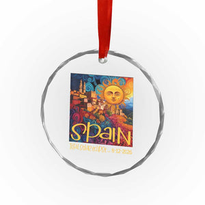 Spain 2026 Total Solar Eclipse Sun Face Graphic Crystal Glass Ornament Espana Totality Travel Memorabilia Astronomy Geek Gift TS02 Print Your Wear