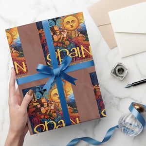 Spain 2026 Total Solar Eclipse Sun Face Graphic Wrapping Paper Roll Espana Totality Travel Memorabilia Astronomy Geek Gift TS02 Mocha Print Your Wear
