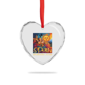 Spain 2026 Total Solar Eclipse Sun Face Graphic Heart Crystal Glass Ornament Espana Totality Travel Memorabilia Astronomy Geek Gift TS02 Print Your Wear