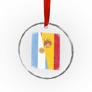 Spain Argentina Half Flag Spanish Argentinian Roots Crystal Glass Ornament