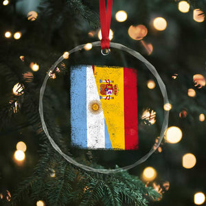 Spain Argentina Half Flag Spanish Argentinian Roots Crystal Glass Ornament