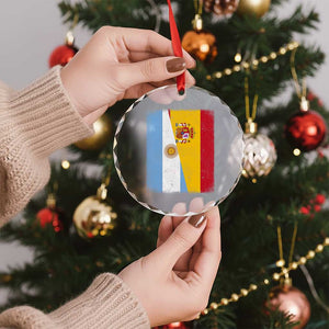 Spain Argentina Half Flag Spanish Argentinian Roots Crystal Glass Ornament