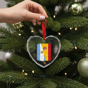 Spain Argentina Half Flag Spanish Argentinian Roots Heart Crystal Glass Ornament