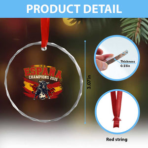 Spain Champions 2026 Crystal Glass Ornament Espana Soccer Fan Spanish Flag Bull