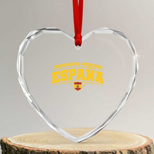 Spain Champions 2026 Heart Crystal Glass Ornament Espana Soccer Football Fan Spanish Flag