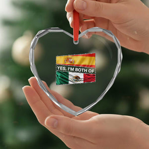 Spain Mexico Heritage Pride Heart Crystal Glass Ornament Yes I'm Both Identity Roots for Hispanics Latinos TS02 Print Your Wear